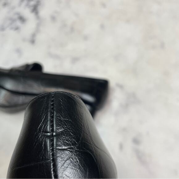 Freda Salvador Florence Black Croc Embossed Leather Platform Block Heel Loafers - Picture 10 of 11